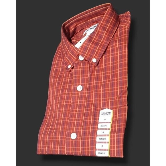 Duluth Trading Co Medium Mens Red Checkered Wrinklefighter Long Sleeve Shirt NEW - Picture 3 of 11